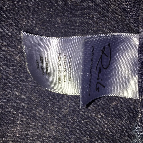 Rails Ruffle Neck Washed Indigo Blouse | Size XS - Picture 4 of 5